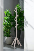Coat Rack Stand - White. Freestanding Wooden Coat Hanger with 9 Hooks. Sturdy Coat Tree.