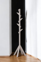 Coat Rack Stand - White. Freestanding Wooden Coat Hanger with 9 Hooks. Sturdy Coat Tree.