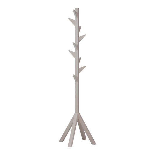 Coat Rack Stand - White. Freestanding Wooden Coat Hanger with 9 Hooks. Sturdy Coat Tree.