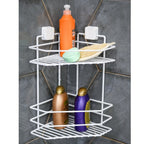 2-Tier Corner Shower Shelf – Metal No-Drill Adhesive Bathroom Caddy