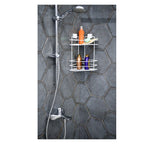 2-Tier Corner Shower Shelf – Metal No-Drill Adhesive Bathroom Caddy