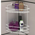 2-Tier Corner Shower Shelf – Metal No-Drill Adhesive Bathroom Caddy