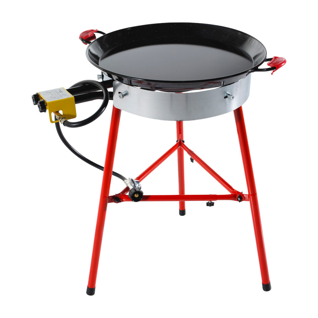 Paella Cooking Set. 16 Servings (55cm, 22 inch) Paella Pan & Gas Burner & Tripod Stand Full Kit.