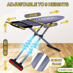 Extra-Large Ironing Board 127×46cm – Height Adjustable, Foldable with Steam Unit Holder.
