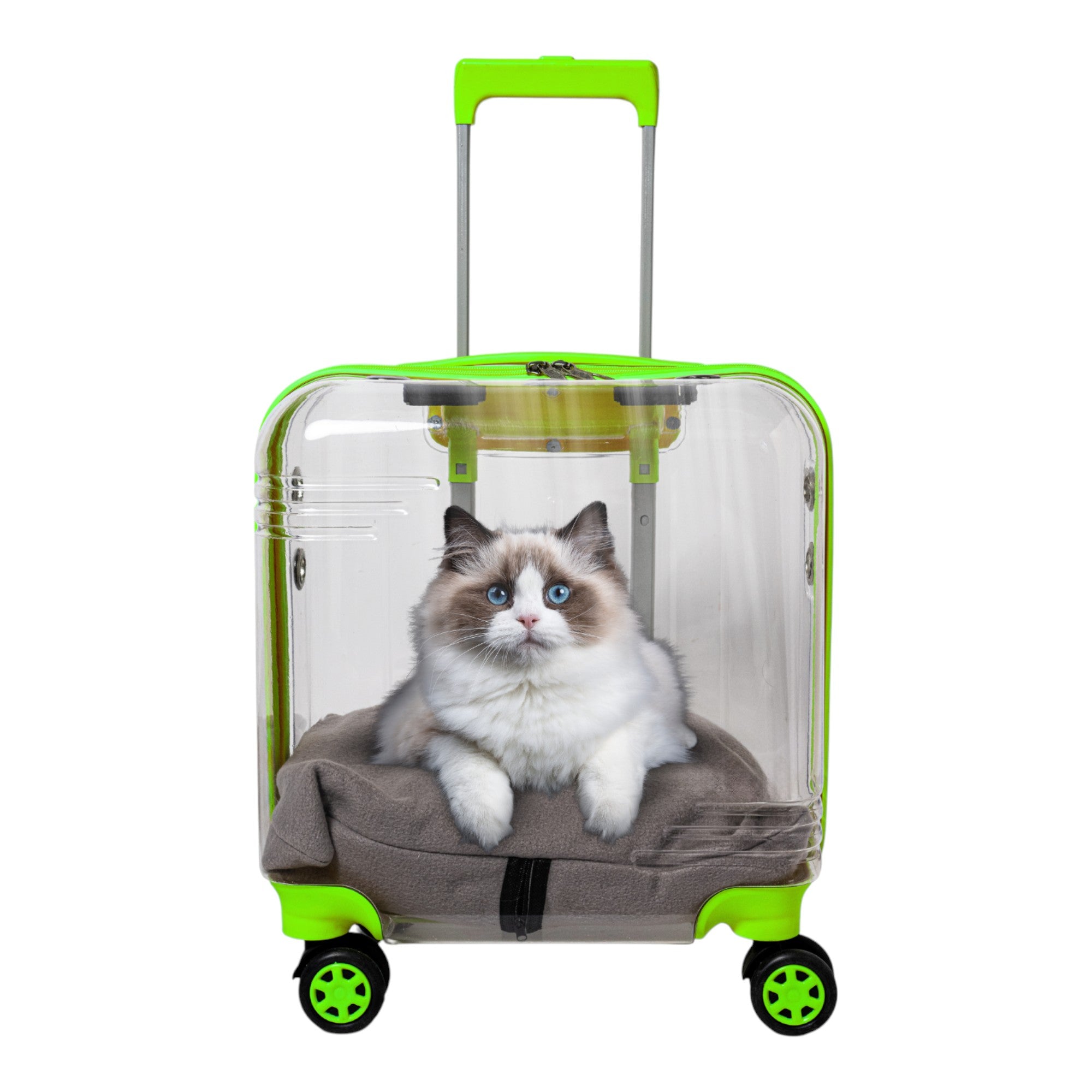 Pet Travel Luggage – Transparent Design with Smooth 360° Wheels for Dogs & Cats