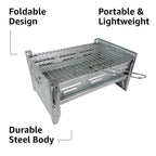 Portable Folding Charcoal BBQ Grill Set – Compact Steel Barbecue for Camping, Garden & Picnic