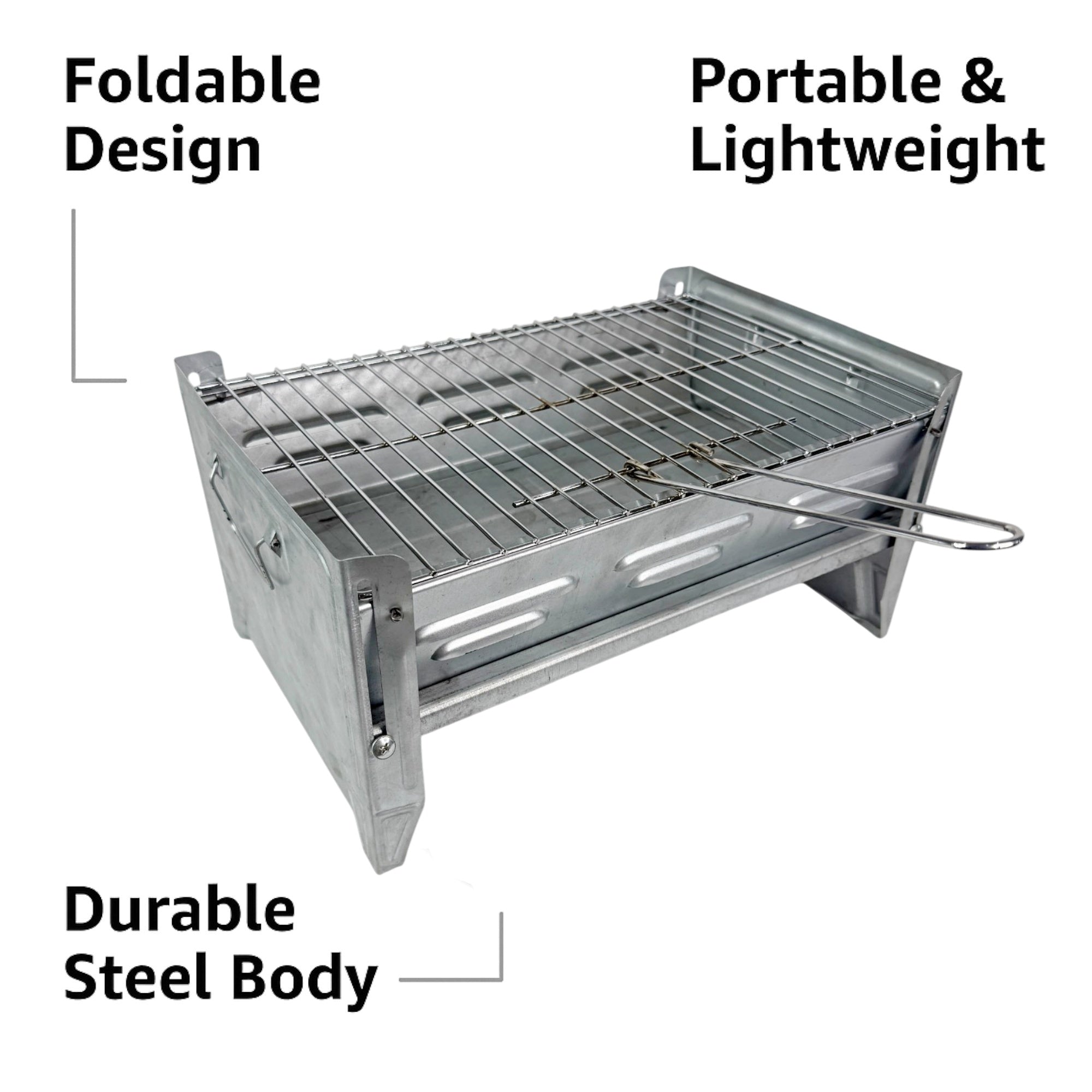 Portable Folding Charcoal BBQ Grill Set – Compact Steel Barbecue for Camping, Garden & Picnic
