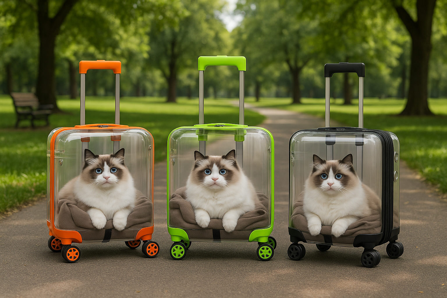 Pet Travel Luggage – Transparent Design with Smooth 360° Wheels for Dogs & Cats