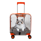 Pet Travel Luggage – Transparent Design with Smooth 360° Wheels for Dogs & Cats