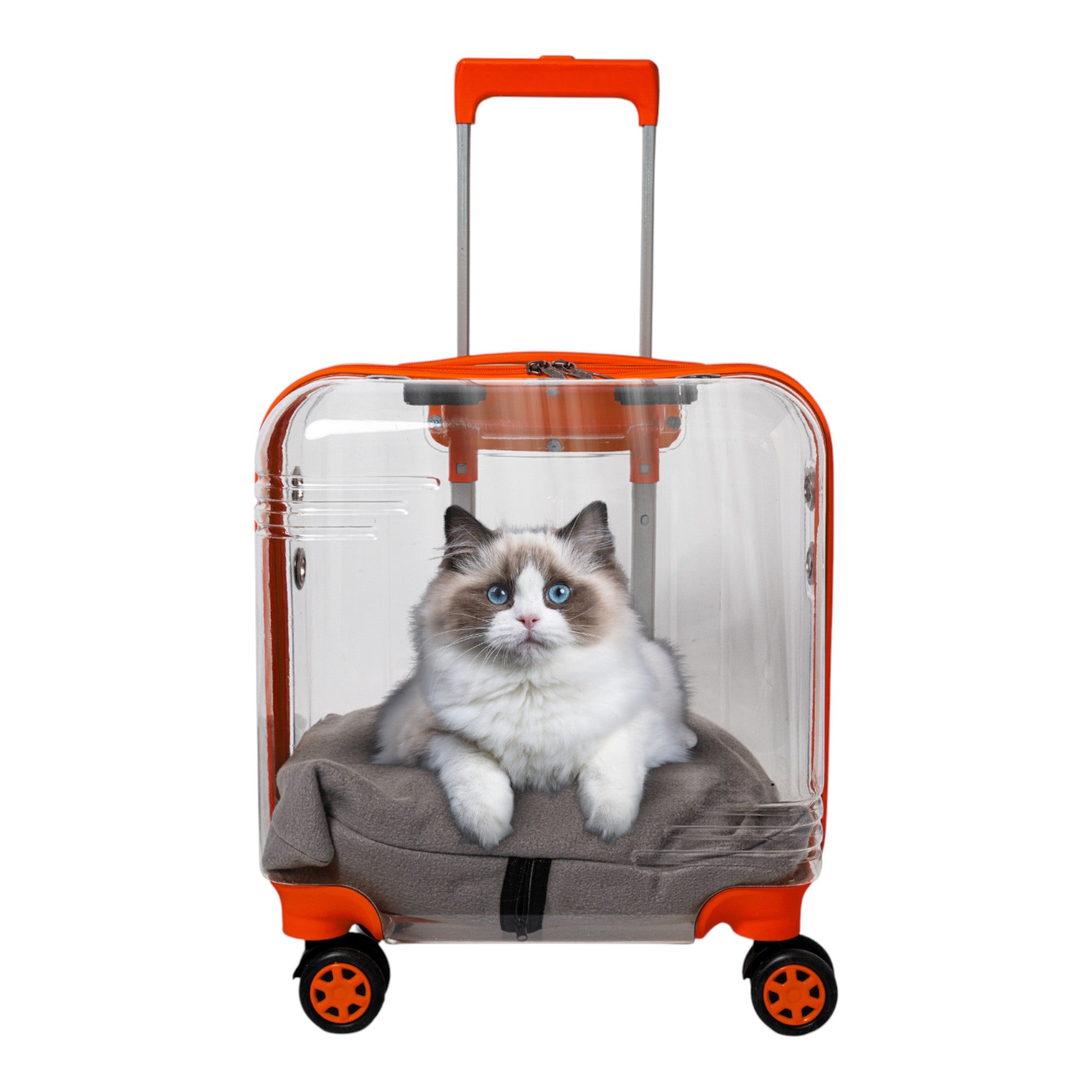 Pet Travel Luggage – Transparent Design with Smooth 360° Wheels for Dogs & Cats