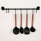 Kitchen Utensil Hanging Rail – 8 Hooks Wall Mounted 56cm No Drill Storage Rack for Kitchen & Bathroom