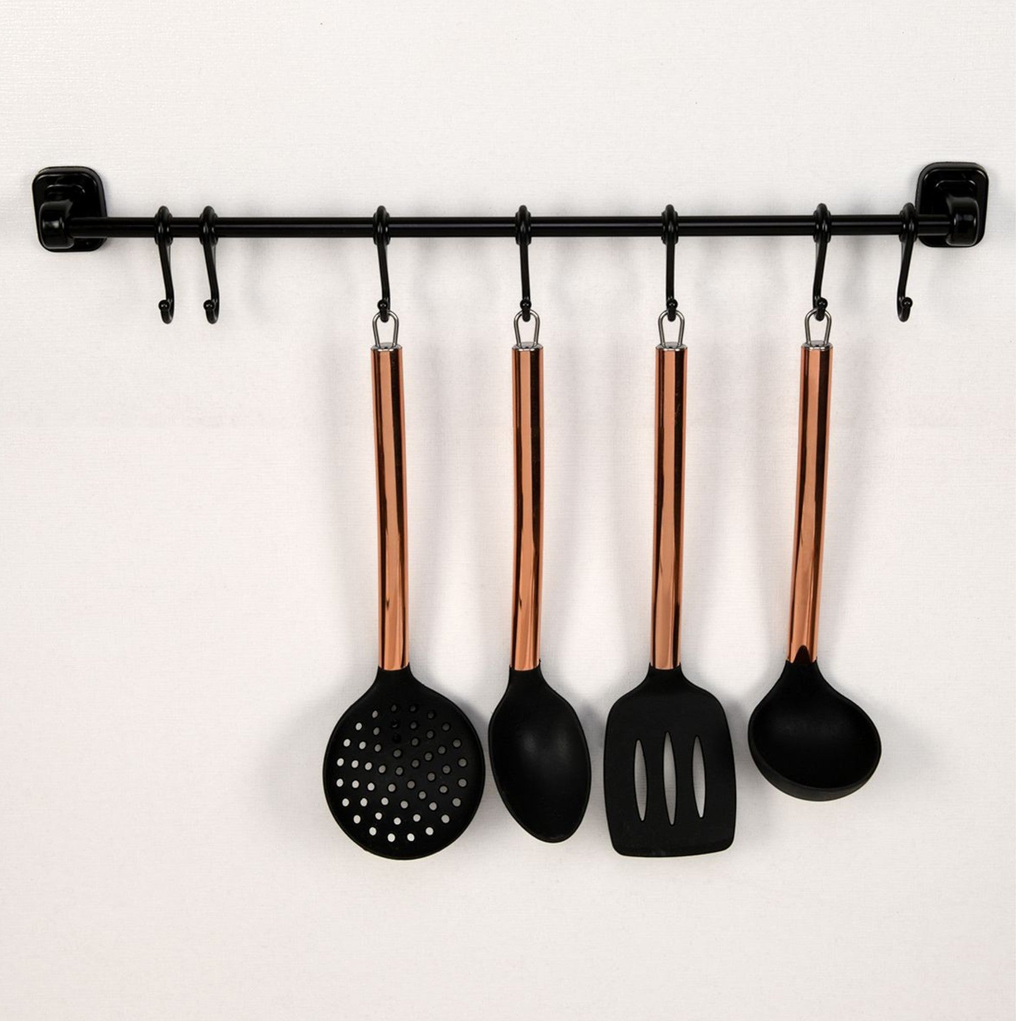 Kitchen Utensil Hanging Rail – 8 Hooks Wall Mounted 56cm No Drill Storage Rack for Kitchen & Bathroom