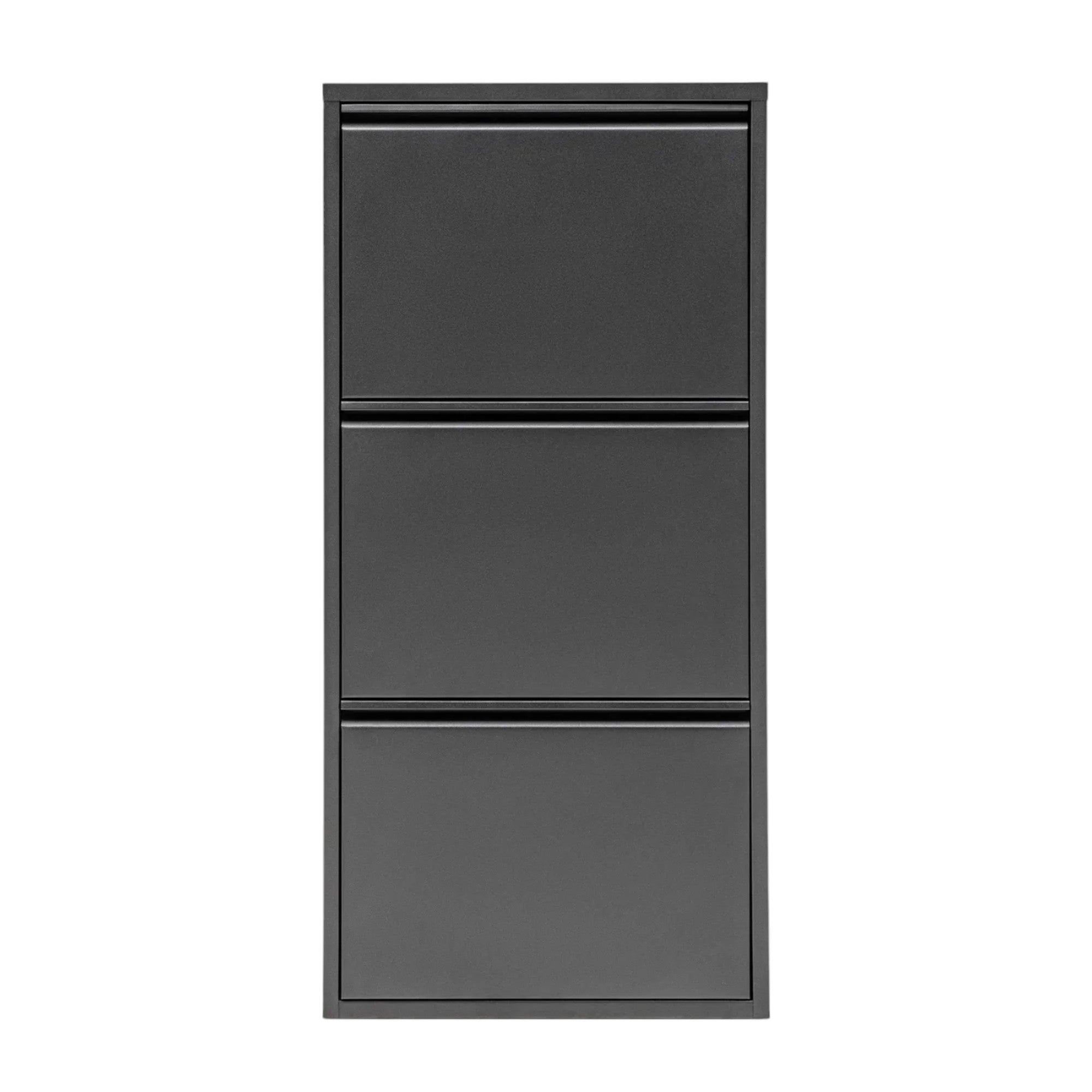 Slim Metal Shoe Cabinet Anthracite – Compact 3-Tier Shoe Rack for Space-Saving Storage