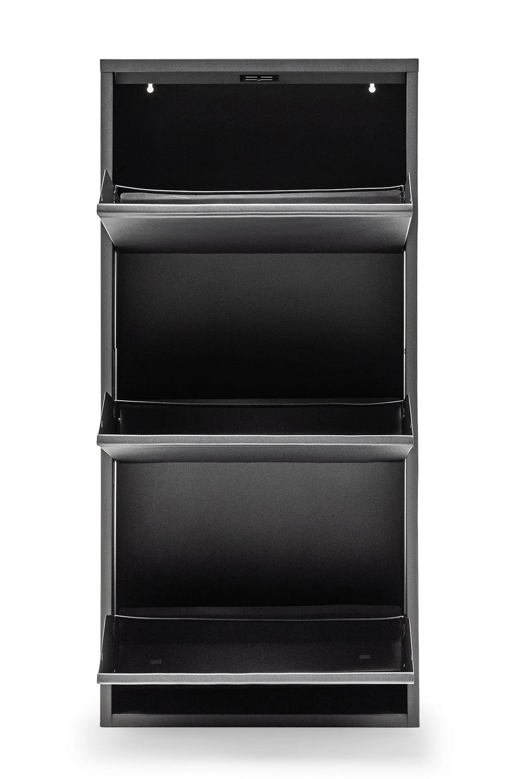 Slim Metal Shoe Cabinet Anthracite – Compact 3-Tier Shoe Rack for Space-Saving Storage