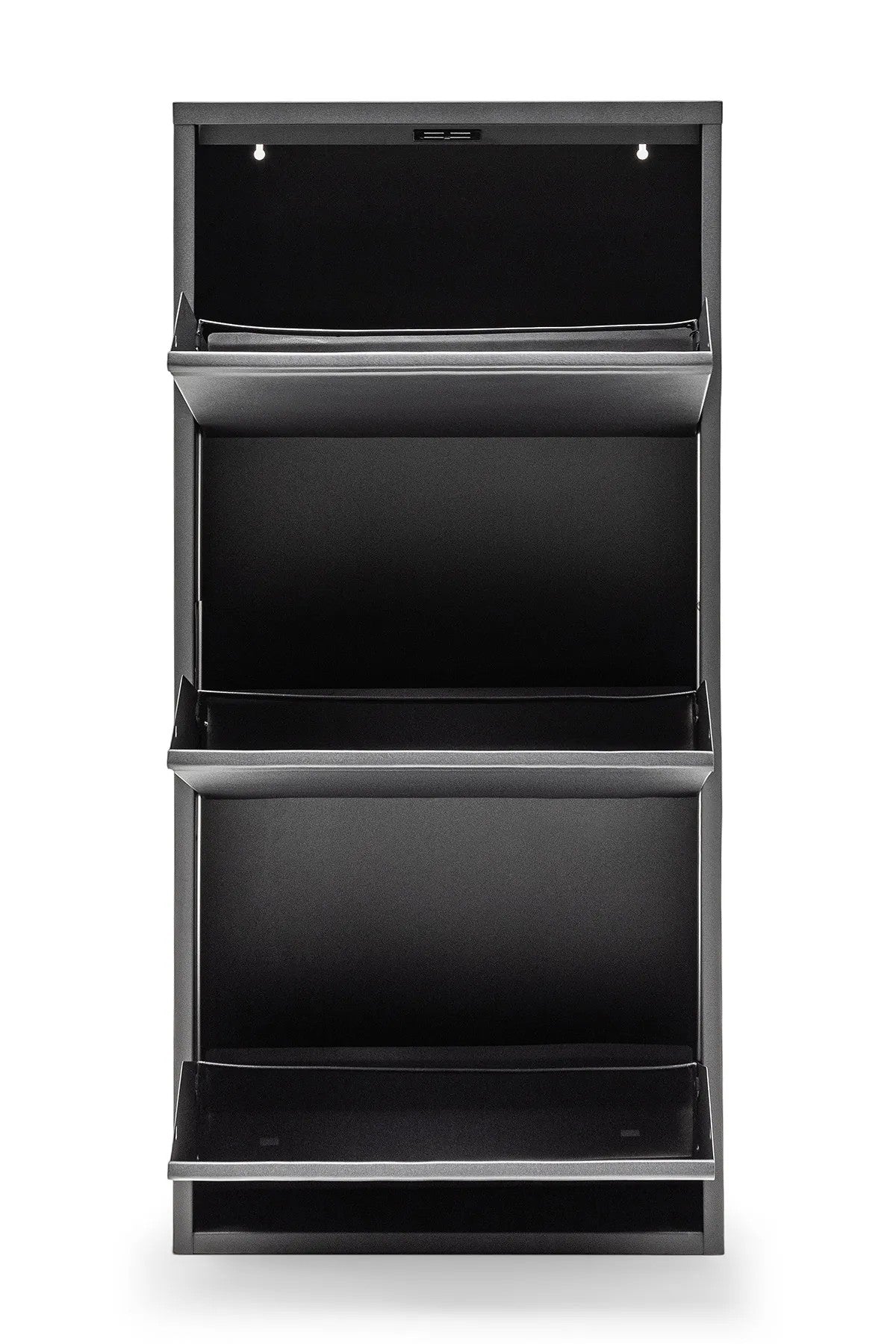Slim Metal Shoe Cabinet Anthracite – Compact 3-Tier Shoe Rack for Space-Saving Storage