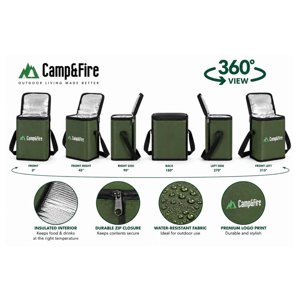 Camp&Fire 6L Insulated Lunch Bag – Thermal Cooler Bag with Zip Closure