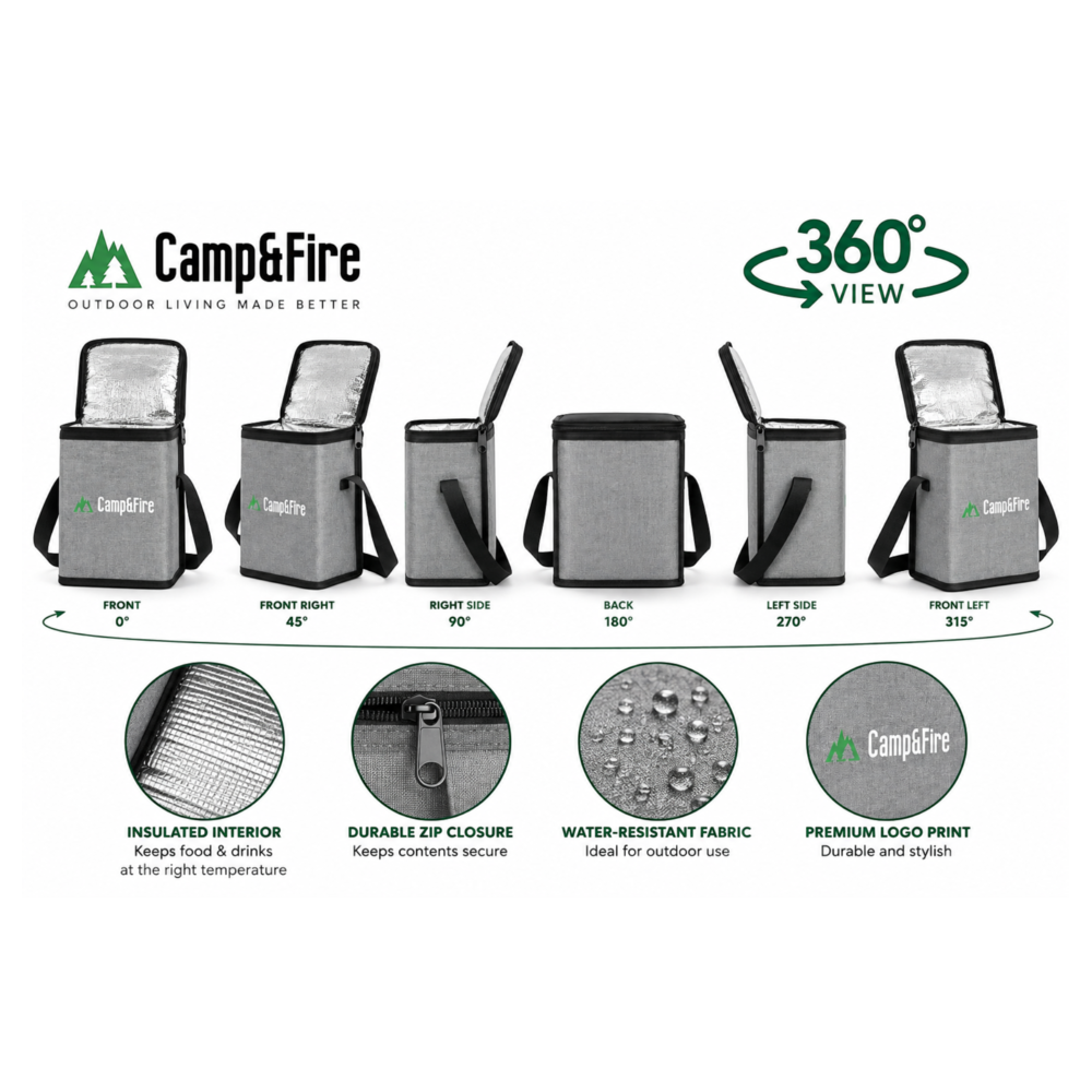 Camp&Fire 6L Insulated Lunch Bag – Thermal Cooler Bag with Zip Closure