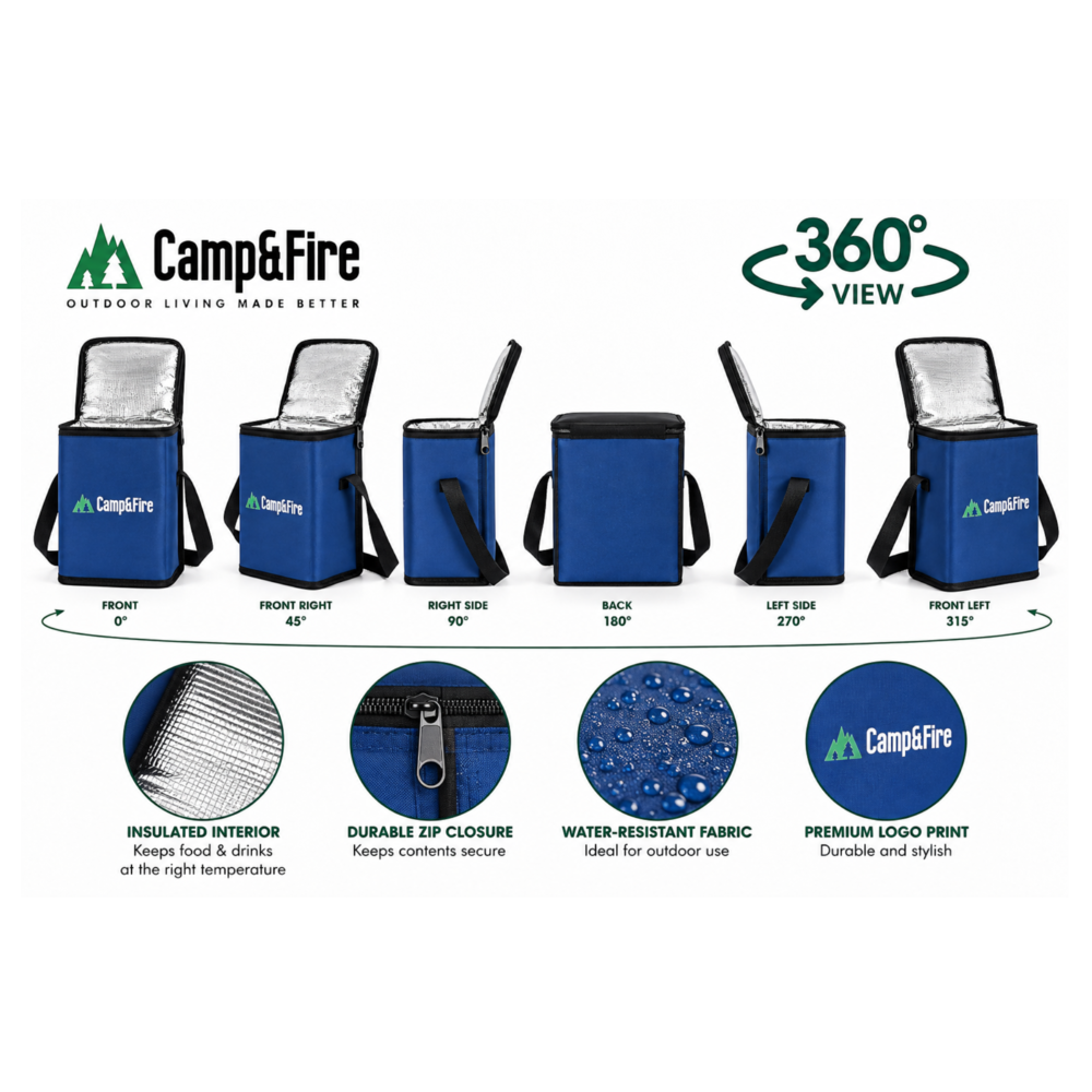 Camp&Fire 6L Insulated Lunch Bag – Thermal Cooler Bag with Zip Closure