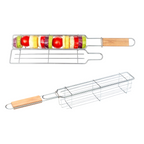 Set of 2 BBQ Vegetable Grill Baskets – Long Stainless Steel Side-Opening Design