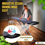 Extra-Large Ironing Board 127×46cm – Height Adjustable, Foldable with Steam Unit Holder.