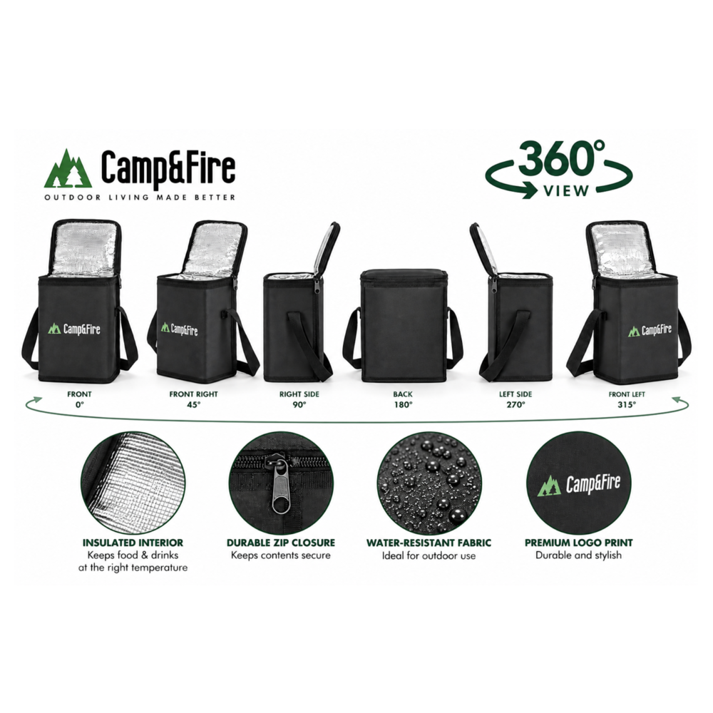 Camp&Fire 6L Insulated Lunch Bag – Thermal Cooler Bag with Zip Closure