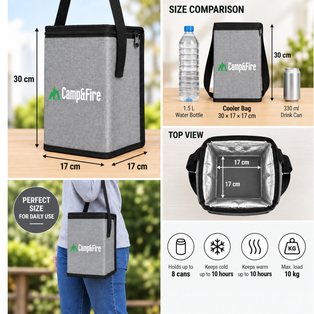 Camp&Fire 6L Insulated Lunch Bag – Thermal Cooler Bag with Zip Closure