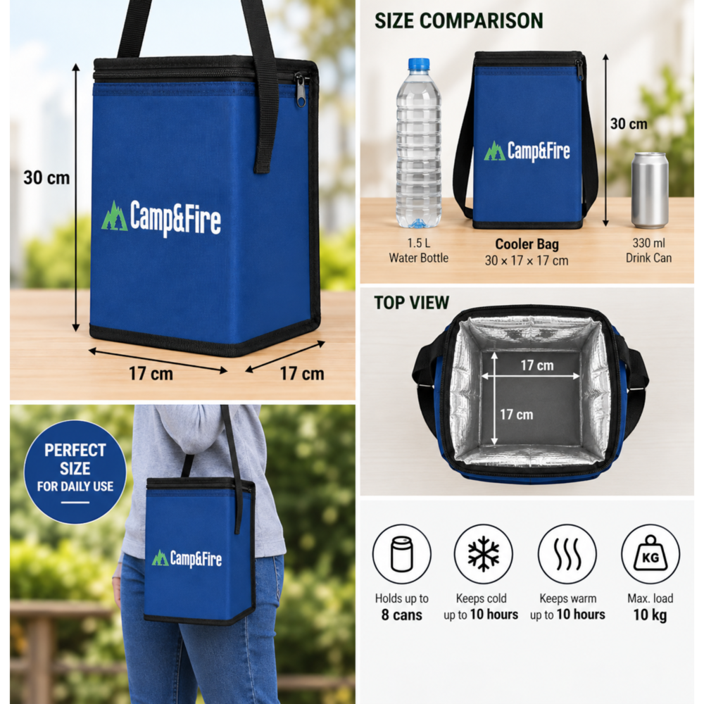 Camp&Fire 6L Insulated Lunch Bag – Thermal Cooler Bag with Zip Closure