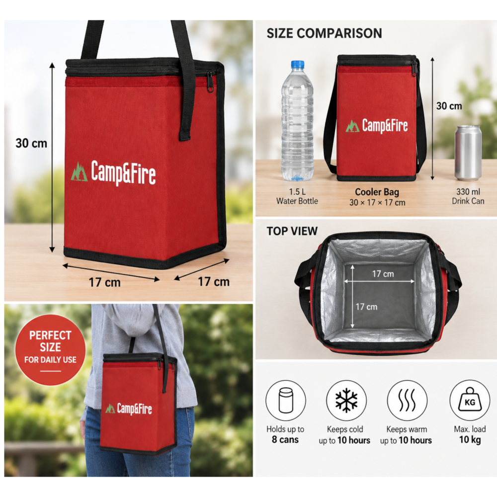 Camp&Fire 6L Insulated Lunch Bag – Thermal Cooler Bag with Zip Closure
