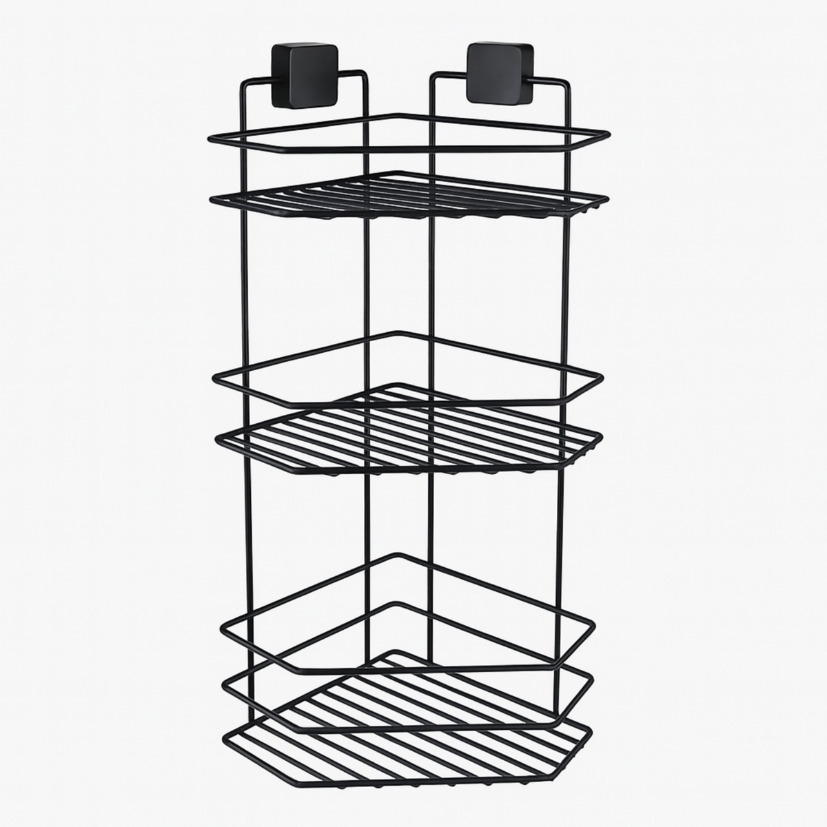TheOwnas 3 tier black metal corner shower caddy with adhesive wall mounts for bathroom storage
