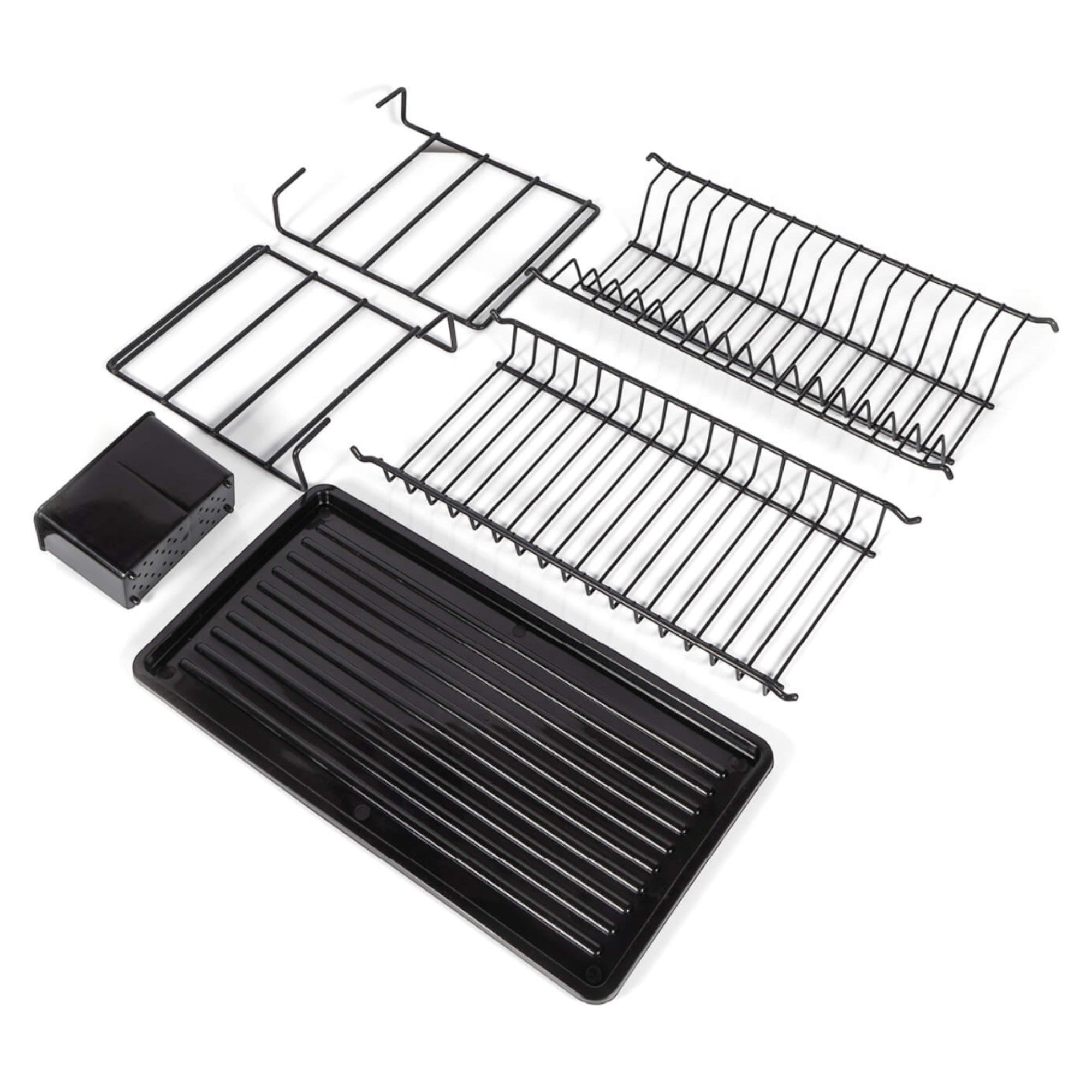 2-Tier Metal Dish Drainer Rack – Rustproof Drying Rack with Drip Tray & Utensil Holder
