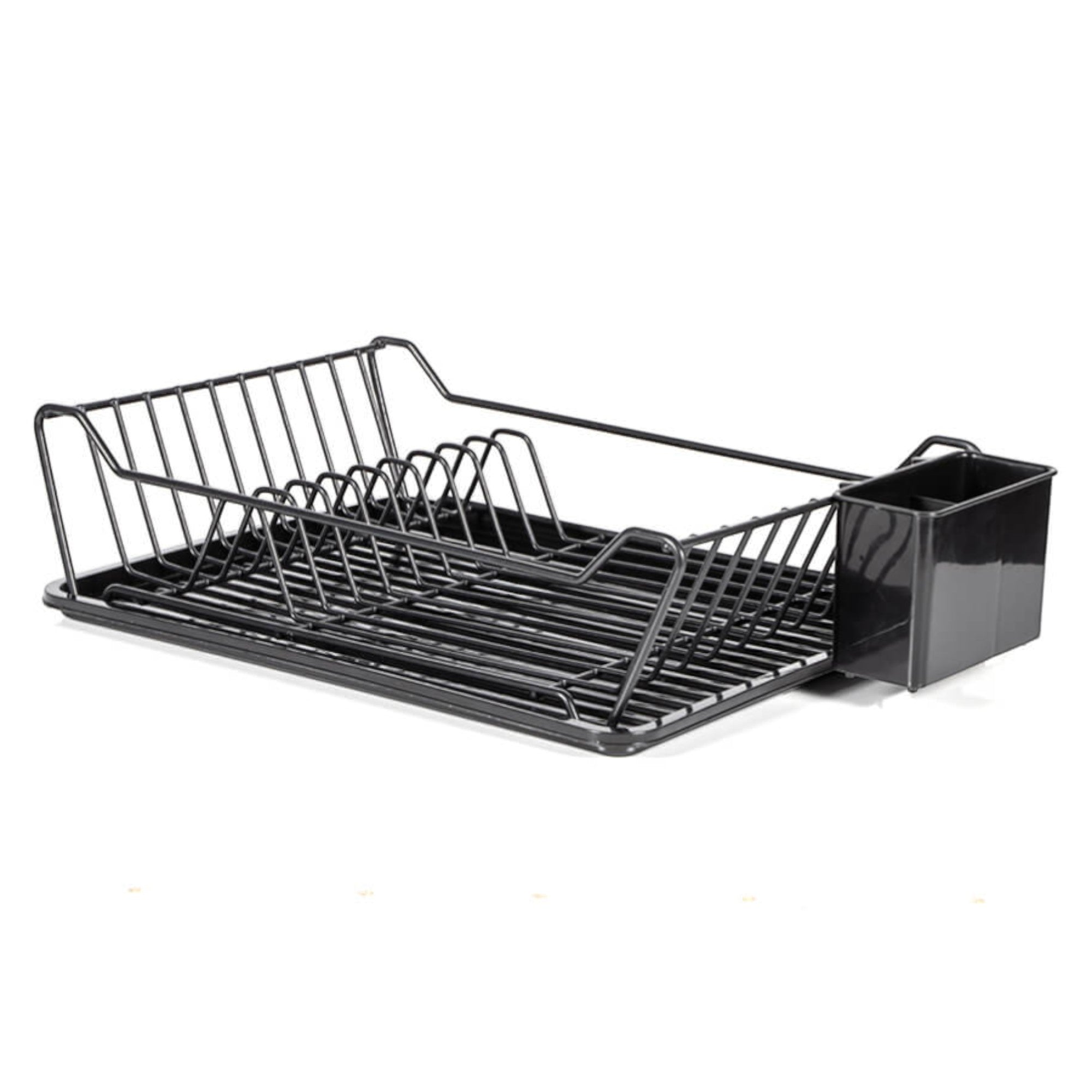 Large Flat Dish Drainer Rack with Drip Tray & Cutlery Holder – Metal Kitchen Rack