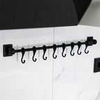 Kitchen Utensil Hanging Rail – 8 Hooks Wall Mounted 56cm No Drill Storage Rack for Kitchen & Bathroom