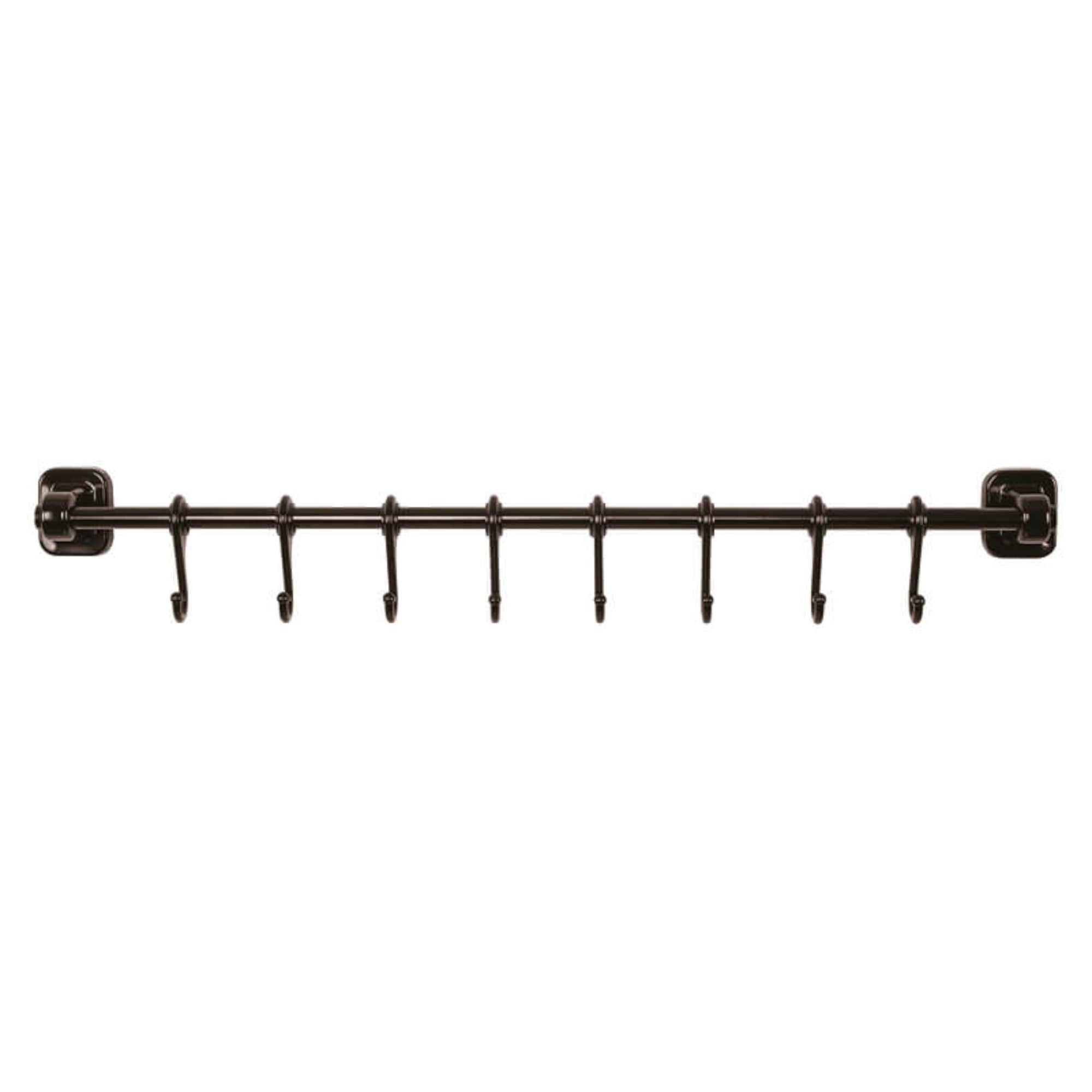 Kitchen Utensil Hanging Rail – 8 Hooks Wall Mounted 56cm No Drill Storage Rack for Kitchen & Bathroom
