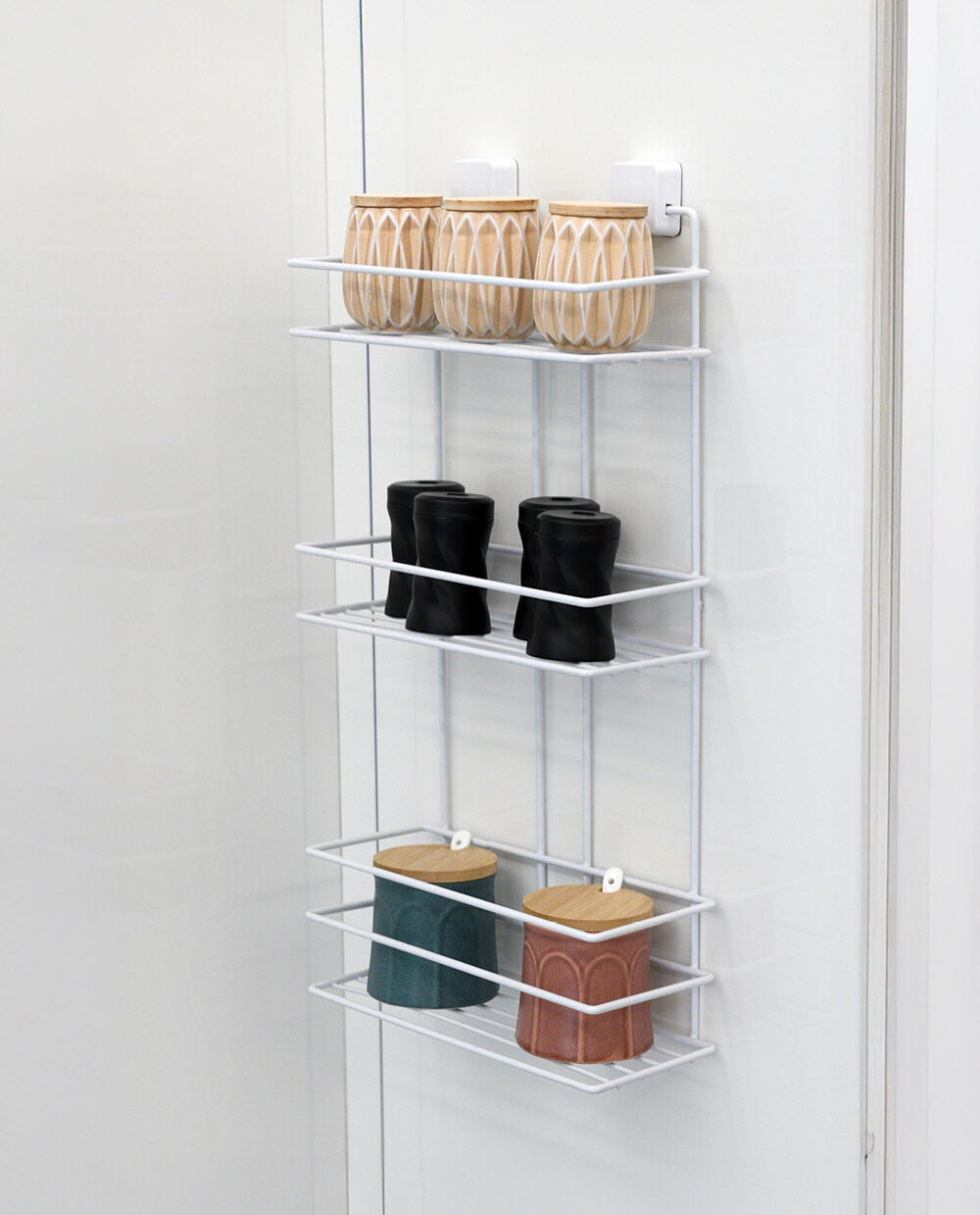 3-Tier Bathroom Rectangular Shower Caddy – No Drill Adhesive Wall-Mounted Metal Bathroom Organiser