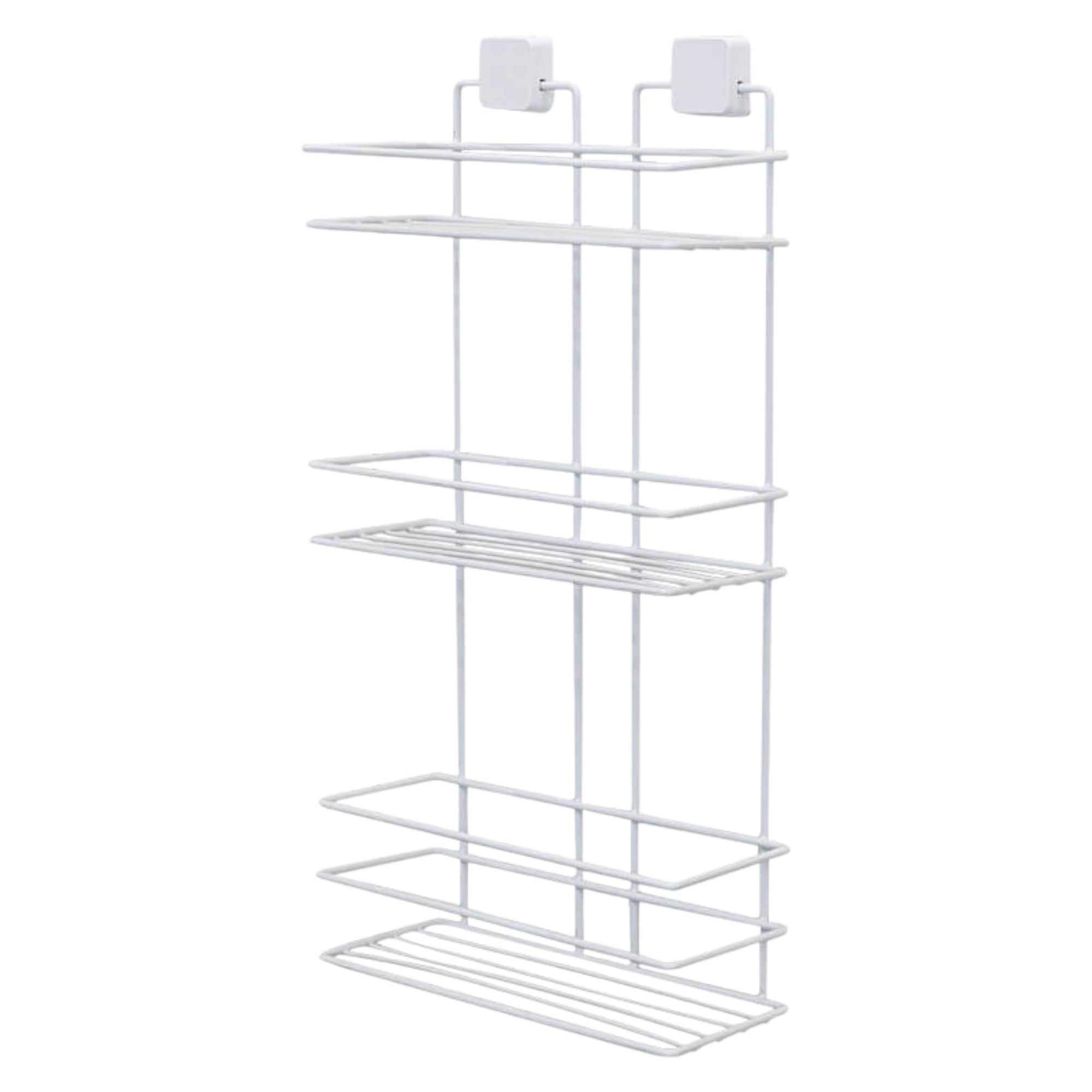 3-Tier Bathroom Rectangular Shower Caddy – No Drill Adhesive Wall-Mounted Metal Bathroom Organiser