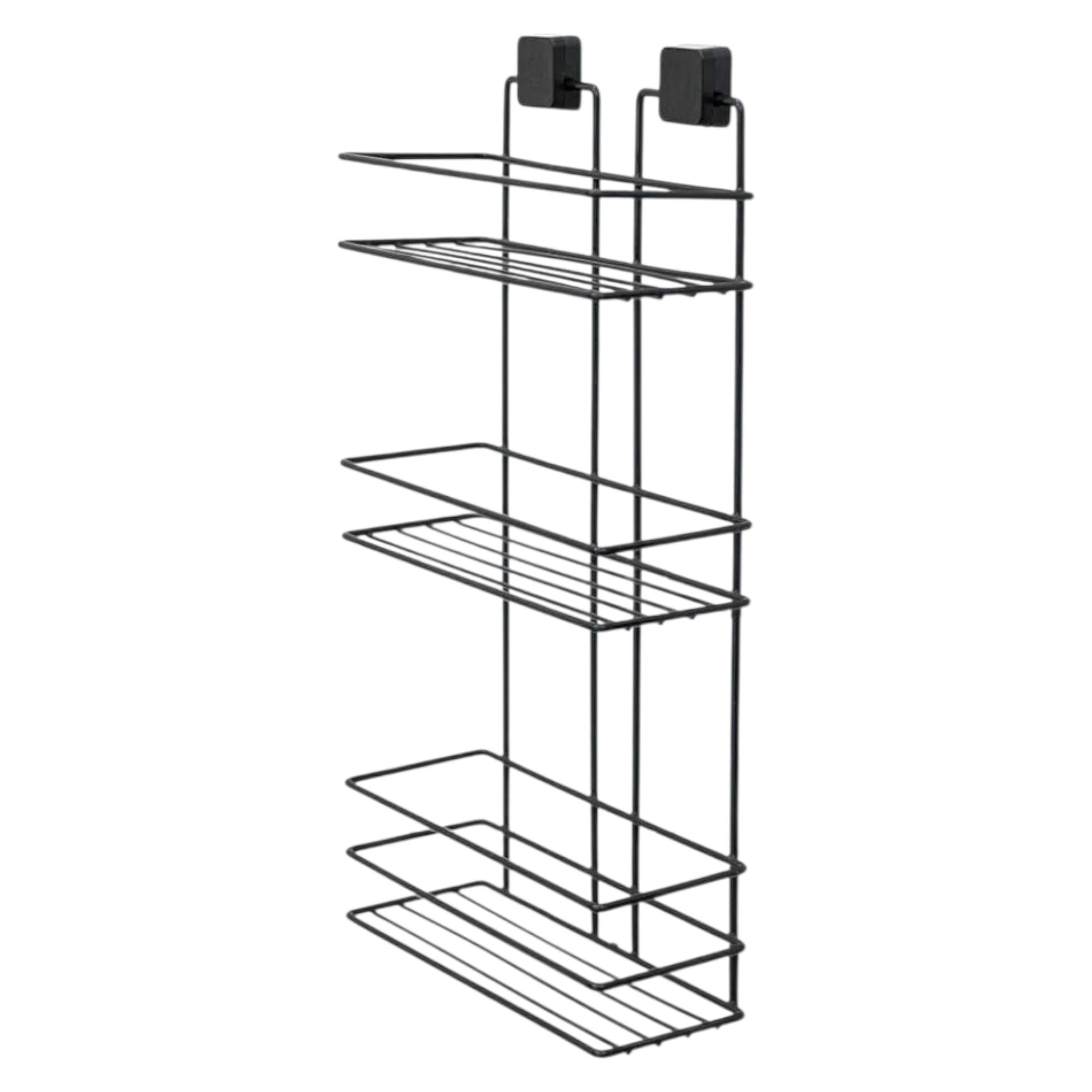 3-Tier Bathroom Rectangular Shower Caddy – No Drill Adhesive Wall-Mounted Metal Bathroom Organiser