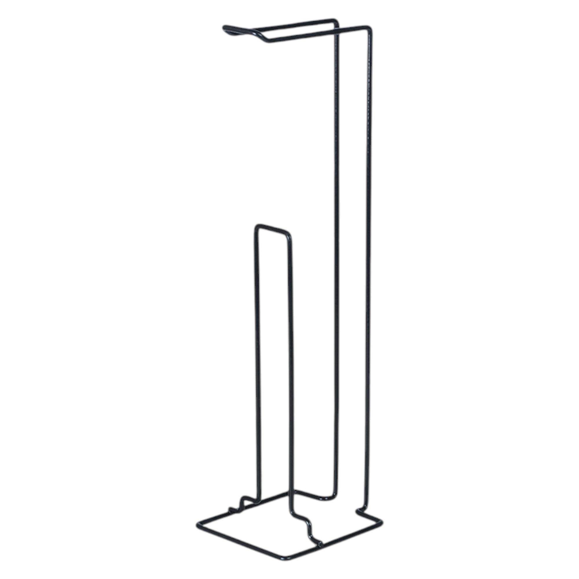 Freestanding Black Toilet Paper Holder with Storage – Metal Bathroom Stand