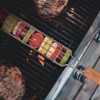 Stainless Steel Vegetable Grill Cage – Long Side-Opening BBQ Basket with Handle