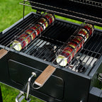 Set of 2 BBQ Vegetable Grill Baskets – Long Stainless Steel Side-Opening Design