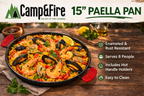 Enamelled Paella Pan. Non-Stick Carbon Steel with Silicone Handles.