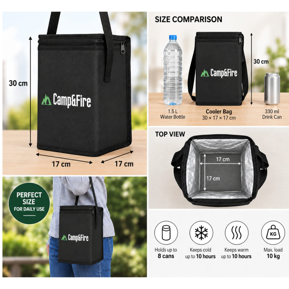 Camp&Fire 6L Insulated Lunch Bag – Thermal Cooler Bag with Zip Closure