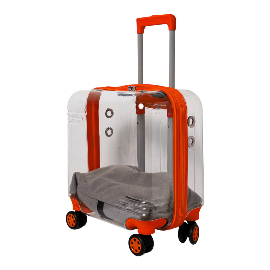 Pet Travel Luggage – Transparent Design with Smooth 360° Wheels for Dogs & Cats