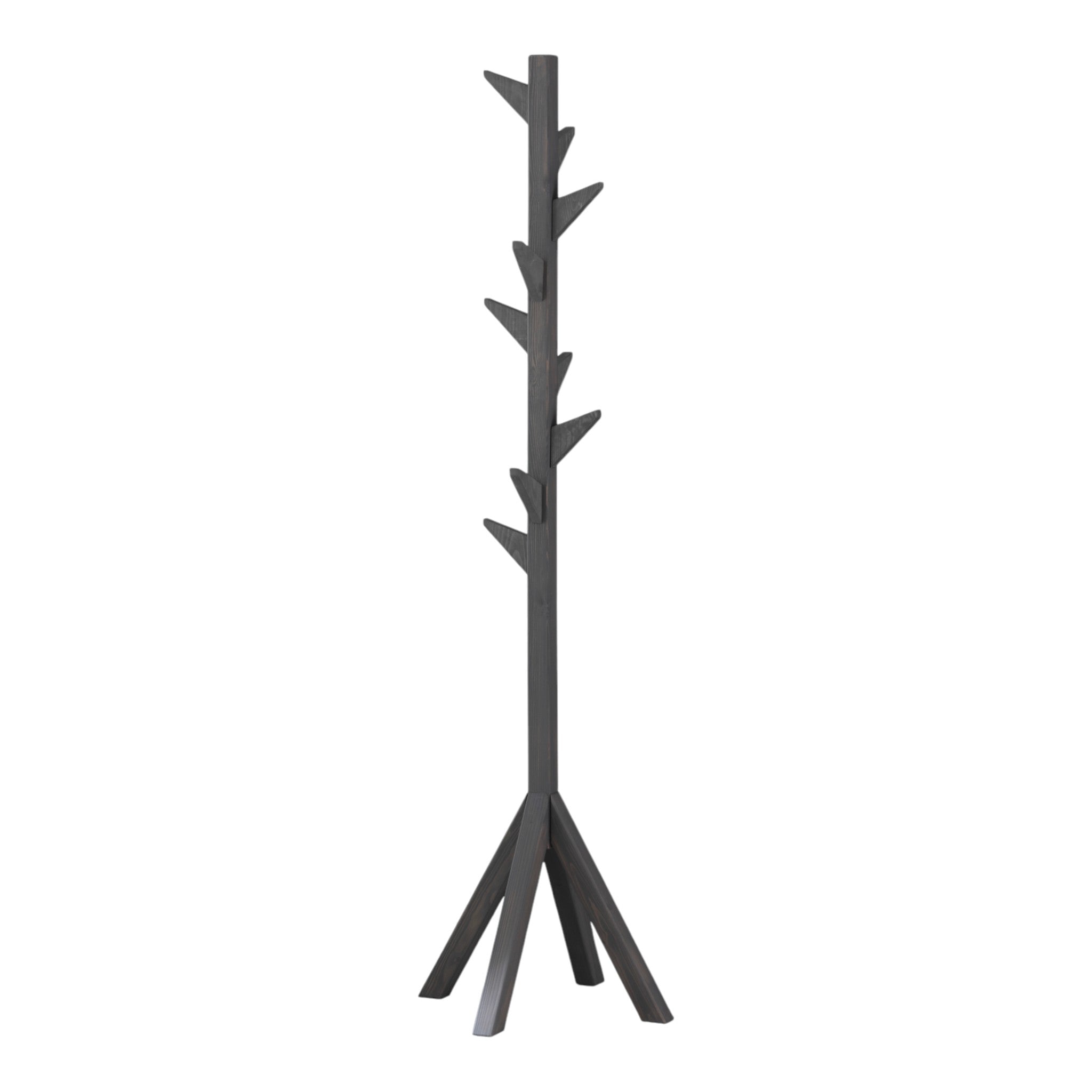 Coat Rack Stand - Anthracite. Freestanding Wooden Coat Hanger with 9 Hooks. Sturdy Coat Tree.