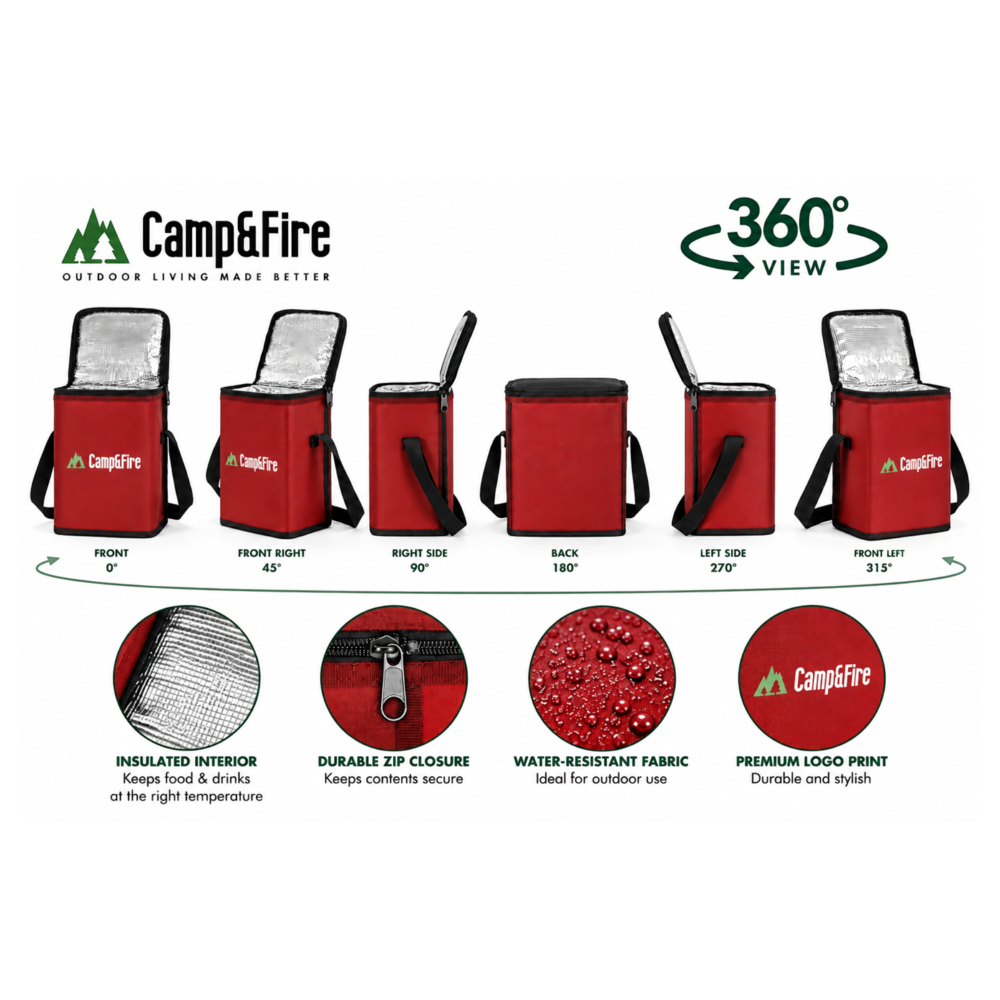 Camp&Fire 6L Insulated Lunch Bag – Thermal Cooler Bag with Zip Closure