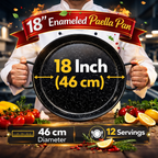 Enamelled Paella Pan. Non-Stick Carbon Steel with Silicone Handles.