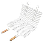 Extra-Large Foldable BBQ Basket – Stainless Steel Mesh with Dual Wooden Handles (46 × 56 cm)