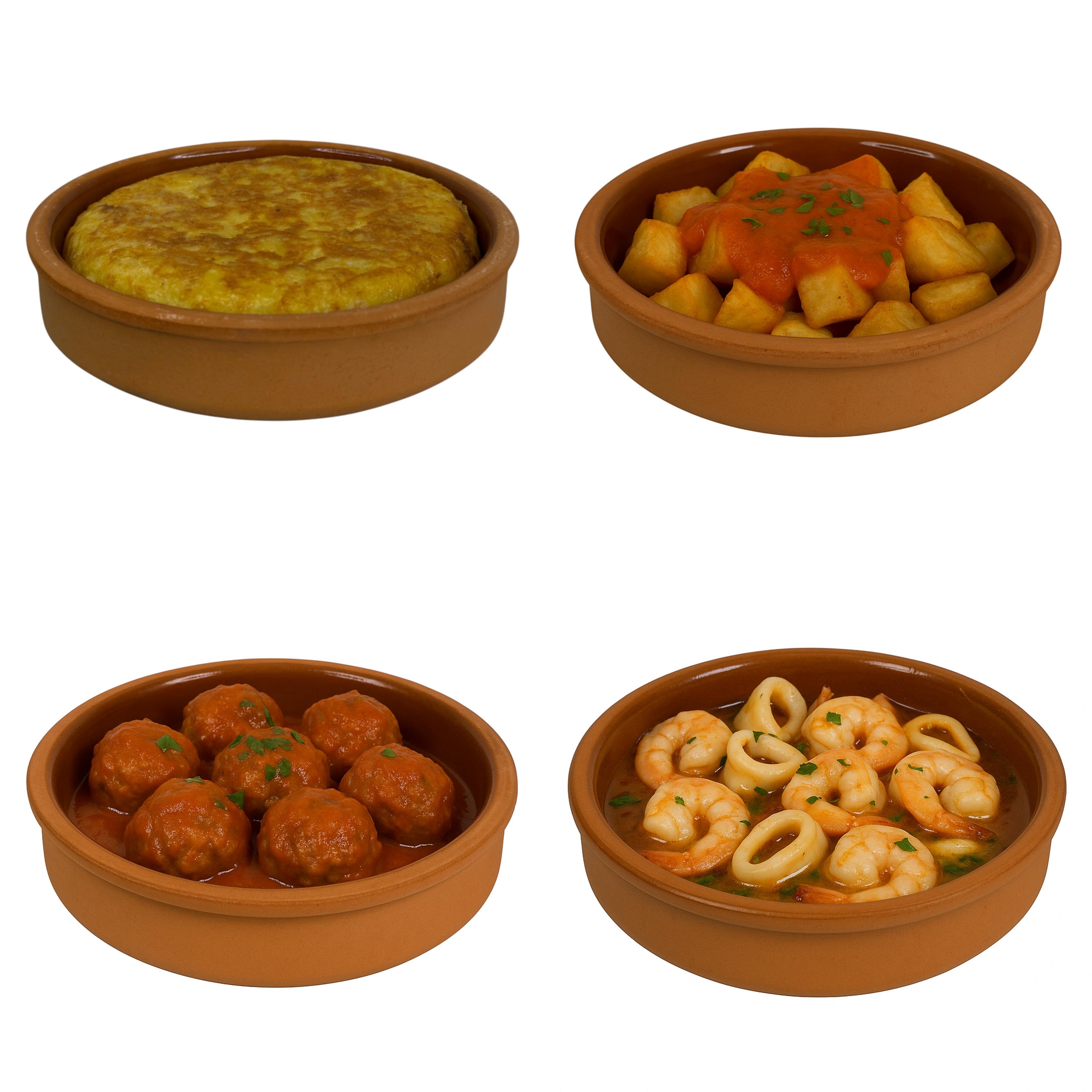 Set of 4 Terracotta Tapas Bowls Set 450ml (14.5cm) | Ovenproof Mediterranean Ramekins