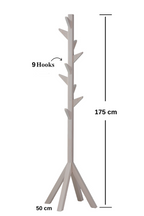 Coat Rack Stand - White. Freestanding Wooden Coat Hanger with 9 Hooks. Sturdy Coat Tree.