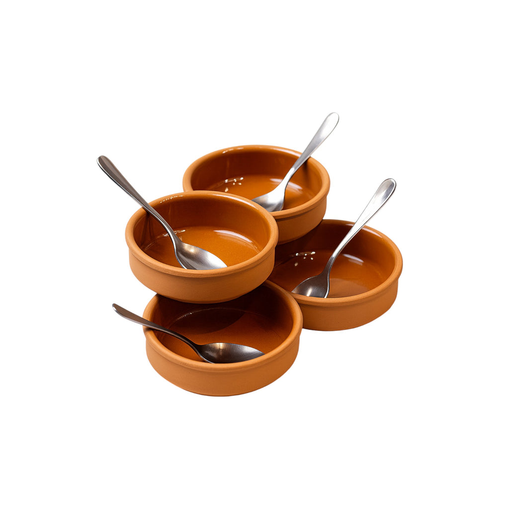 Set of 4 Terracotta Tapas Bowls Set 450ml (14.5cm) | Ovenproof Mediterranean Ramekins