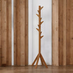 Coat Rack Stand - Oak. Freestanding Wooden Coat Hanger with 9 Hooks. Sturdy Coat Tree.